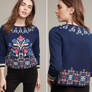 Anthropologie HWR Intarsia Pullover Sweater S